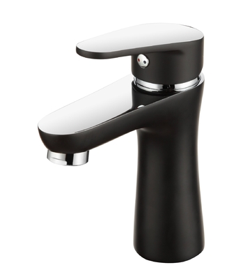 Contemporary Bathroom Wash Basin Faucet Brass half chrome half black