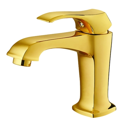 Light Gold Wash Basin Faucet One Handle Lavatory Faucet  Leak Resistant