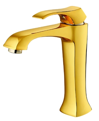 195mm High Gold Bathroom Sink Taps Long Neck Sink Tap Anti Rusting