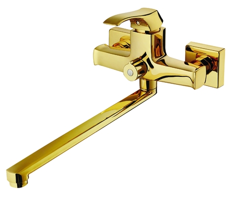 Antirust Light Gold Gold Wall Mount Tub Faucet Extra Long Bath Faucet