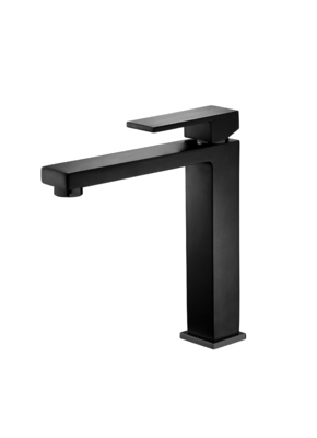 Deck Mount Matte Black Vessel Sink Faucet Tall Body Restroom Water Faucet