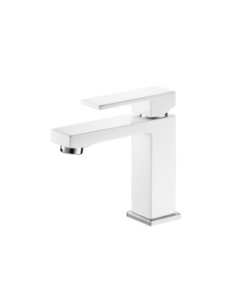 Stylish Matte White Guest Room Wash Basin Faucet 1 Hole Zinc Handle