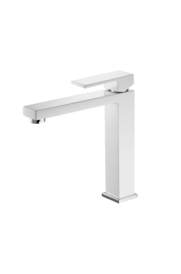 Contemporary White High Wash Basin Faucet Restroom Taps Ceramic Disc Design