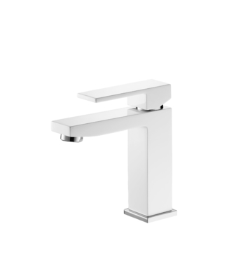 Streamlined Design Wash Basin Faucet White Brass Mixer Tap With 25mm Cartridge