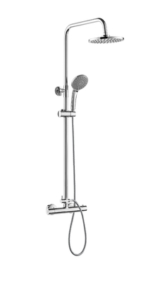 Modern Thermostatic Shower Column Set 97cm-130cm Round Shower Head Wall Mounted