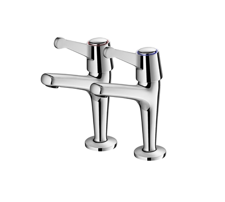 Modern Deck Mounted Dual Hole Two Handle Faucet Polished Chrome OEM