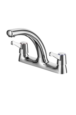 1 Hole Dual Handle Bathroom Faucet Copper Material Resist Tarnish