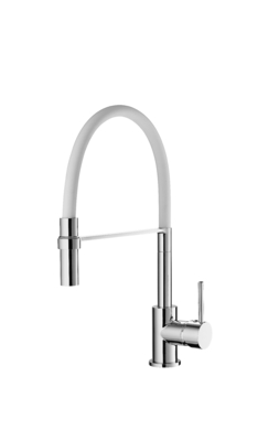 White Polished High Pressure Kitchen Mixer Faucet Aerator Water Outlet 1 Hole