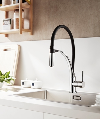 Curved Bracket Magnetic Pull Down Kitchen Faucet
