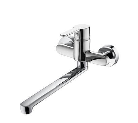 291mm Length Wall Mount Kitchen Sink Faucet Zinc Lever Kitchen Swivel Tap