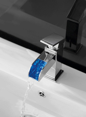 Waterfall Wash Basin Faucet LED light Hot and Cold Water Supply