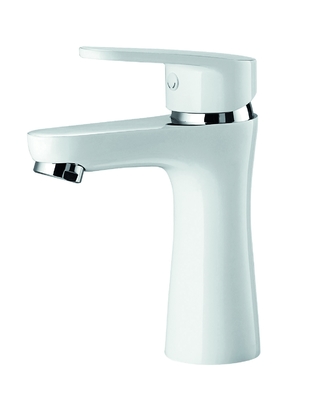 Contemporary Bathroom Wash Basin Faucet Brass half chrome half white