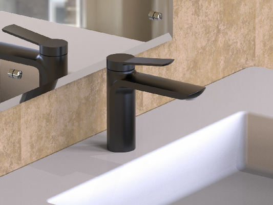 Single Lever Black Chrome Bathroom Tap Without Pull Rod