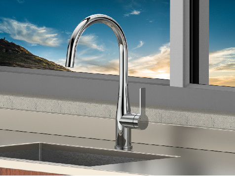 Anti Fingerprint Kitchen Sink Mixer Taps 360 Degree Rotatable