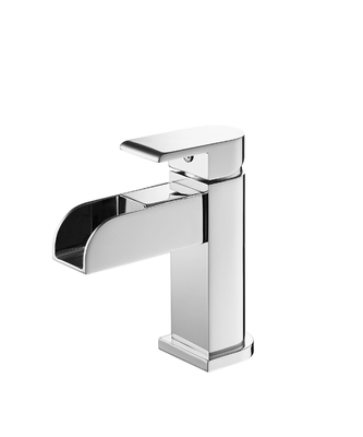 Bathroom Sink Faucet Deck Mount Single Lever Waterfall Basin Mixer Tap LED Single Hole Chrome
