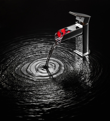 Bathroom Sink Faucet Deck Mount Single Lever Waterfall Basin Mixer Tap LED Single Hole Chrome