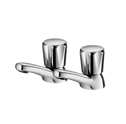 Traditional Victorian Pair Of Basin Taps For Bathroom Sink Hot And Cold 1/2&quot; Bath Brass Faucet, Polished Chrome Set Of 2