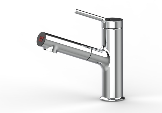 Pull Out Digital Display Basin Faucet Single Lever Mixer Tap Bathroom For Sink